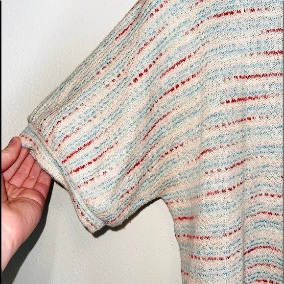 Madewell Textured Puff-Sleeve Cream & Multicolor Striped Knit Top Medium Women’s - Picture 4 of 11